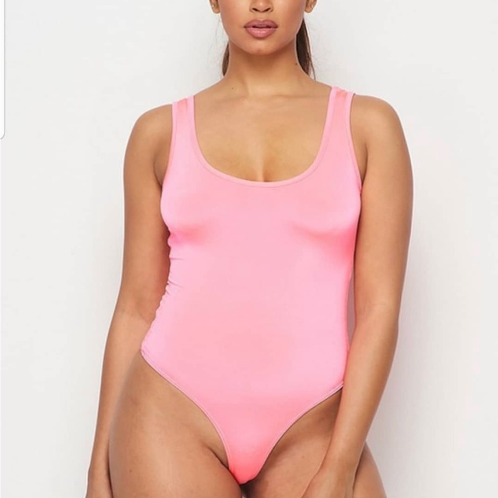 Votique Los Angeles Neon Pink Thong One Piece Bodysuit - New